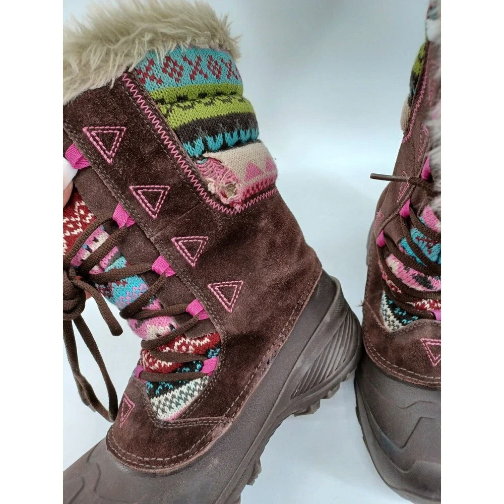 The North Face Winter Boots Girls 7 Shellista Lace Novelty2 Faux Fur Trim Nordic